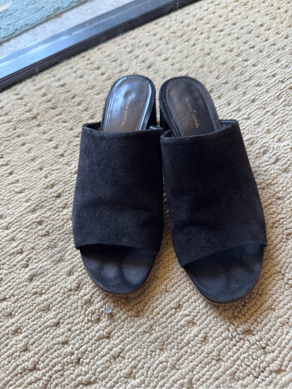 Mansur Gavriel Black Suede Slide Sandals